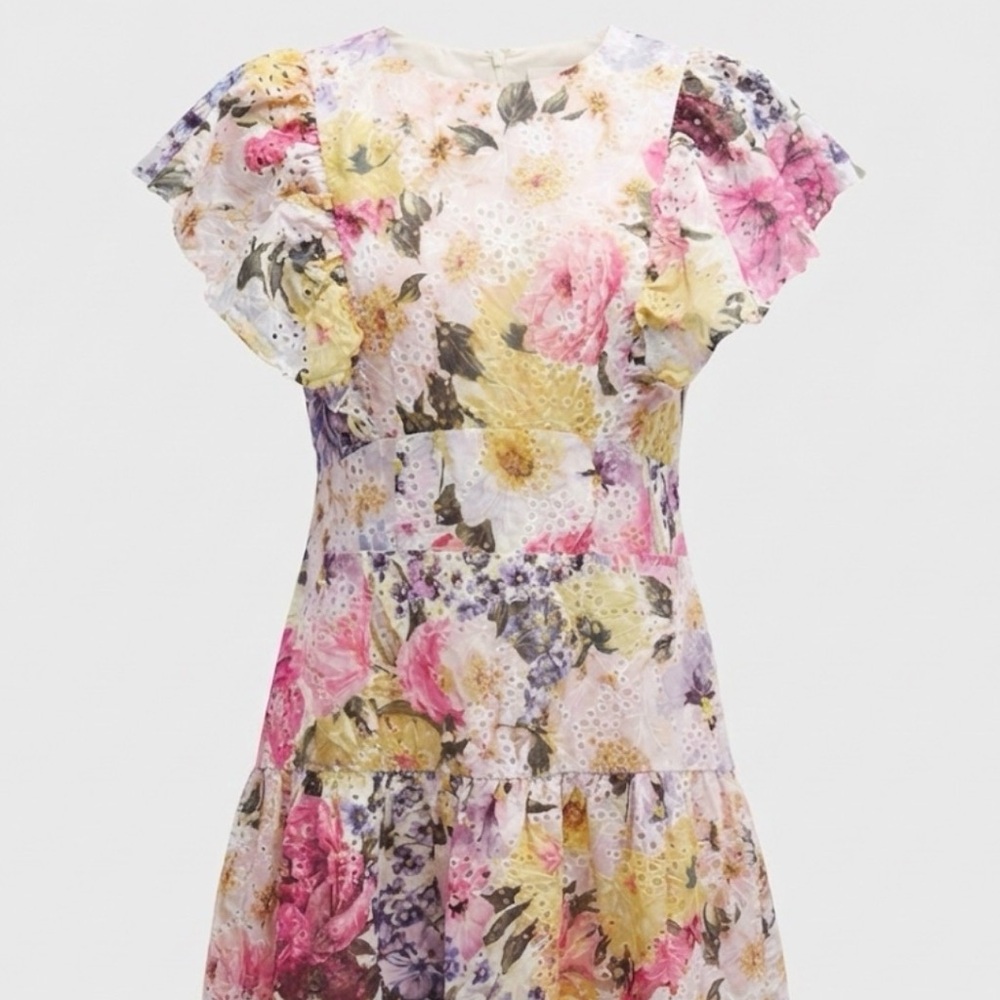 Express Floral Mini Dress - Pink, Yellow, Purple